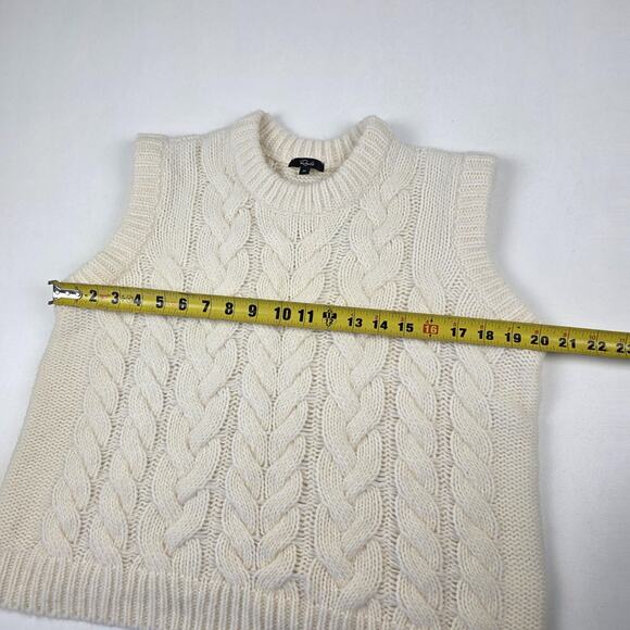 Rails Sweater Vest Womens Medium Ivory Alexis Cable Knit Mock Neck Wool Alpaca - Picture 4 of 9